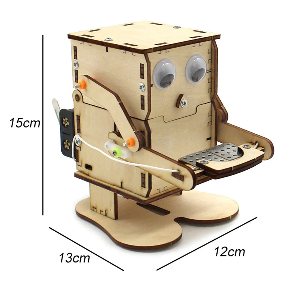 DIY Coin Eating Robot Wood Kit STEM Science Experiment