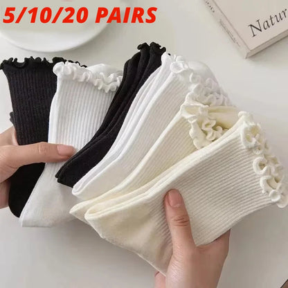 Women Ruffle Middle Tube Ankle Socks Breathable Set