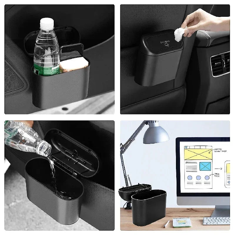 Leakproof Mini Car Trash Can Compact Vehicle Garbage Bin Set
