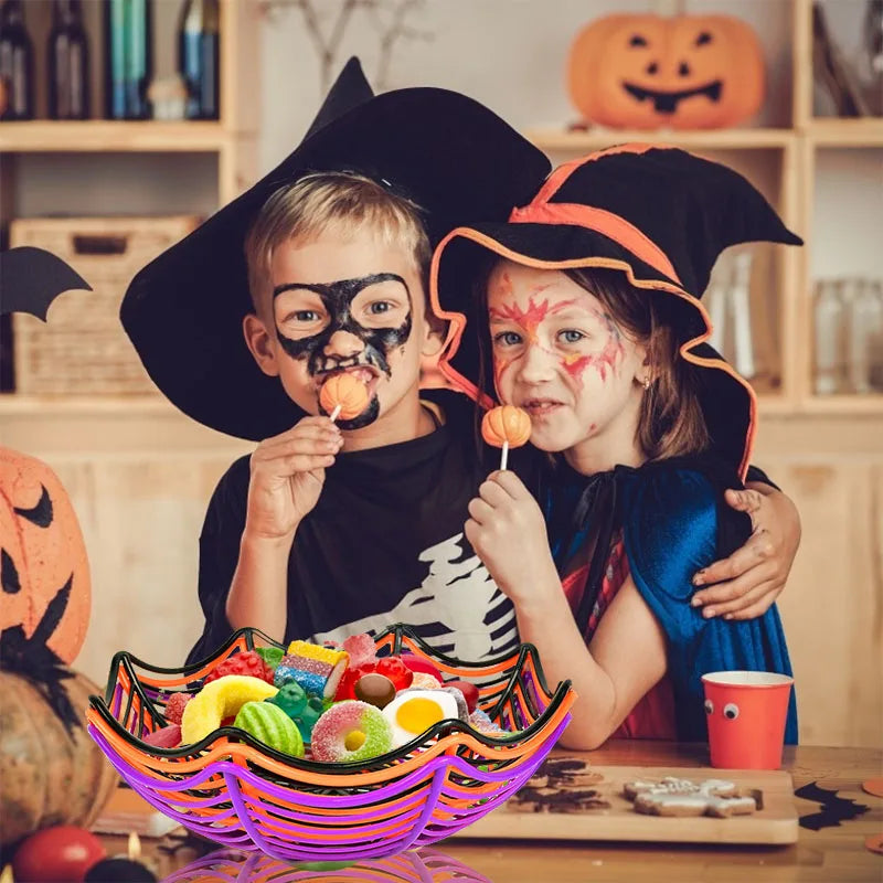 Black Spider Web Bowl Halloween Candy Biscuit Basket