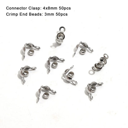 100pcs/lot Stainless Steel Gold Plated Connector Clasp Crimp End Beads For Bracelet Necklace Chains DIY Jewelry Making Supplies