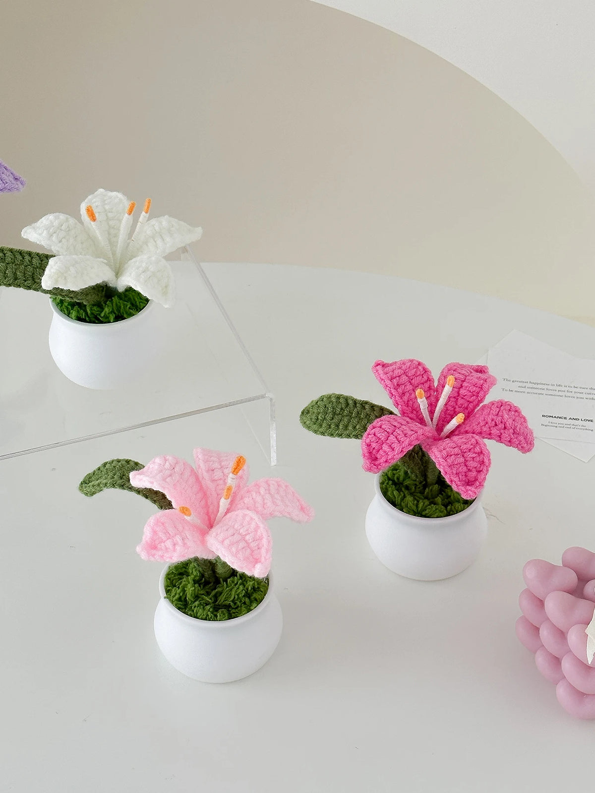 Flowers Hand-Knitted Lily Potted Crochet Woven Pot