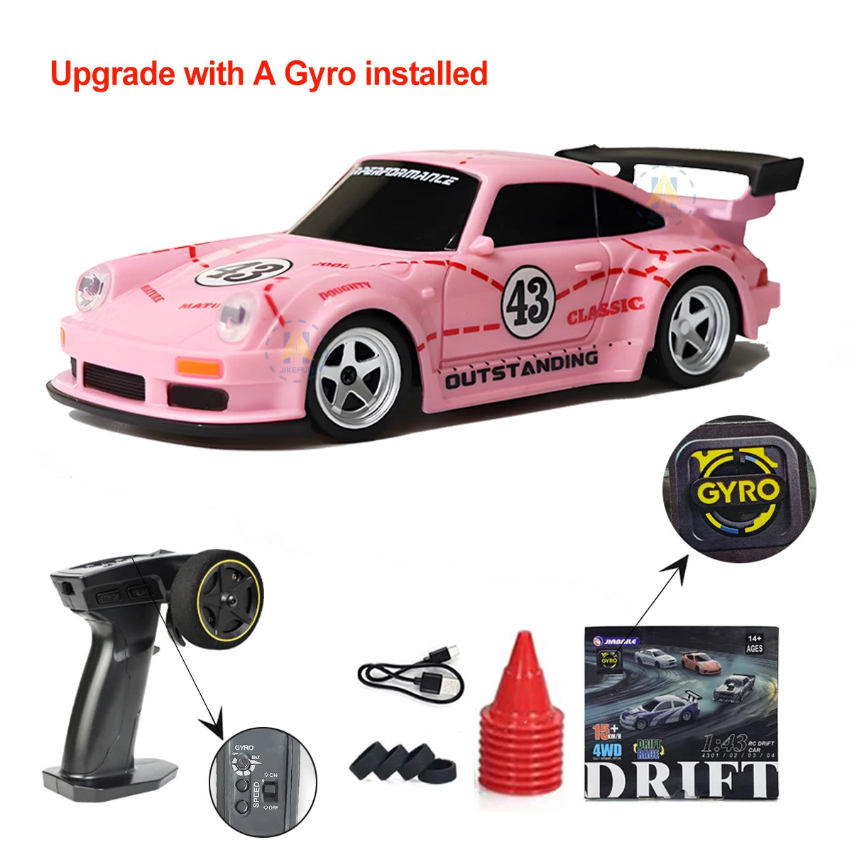 1:43 Gyro RC Drift Car 4WD Radio Control Mini Model