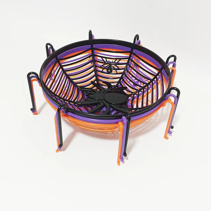 Black Spider Web Bowl Halloween Candy Biscuit Basket