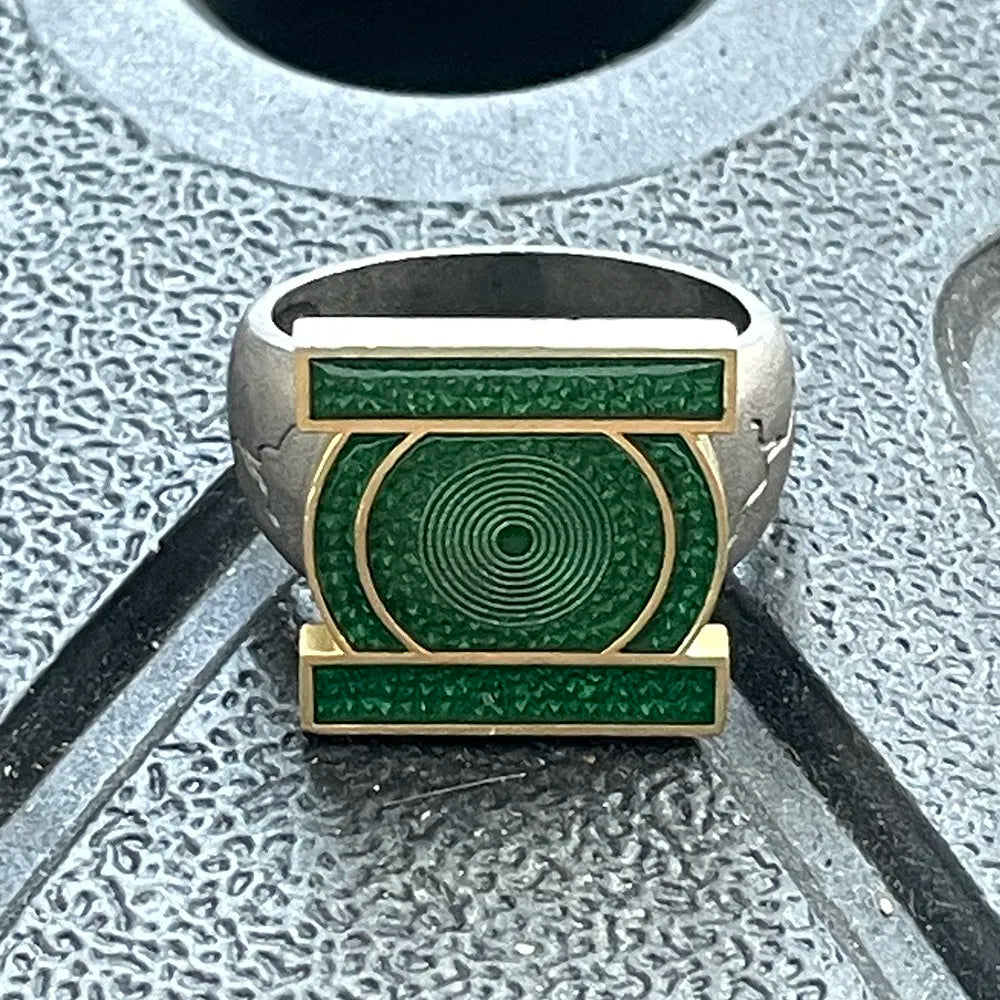 John Stewart Green Lantern Ring Cosplay High Quality Metal Ring For Men Metal Finger Jewelry Accessories Halloween Cosplay Gifts