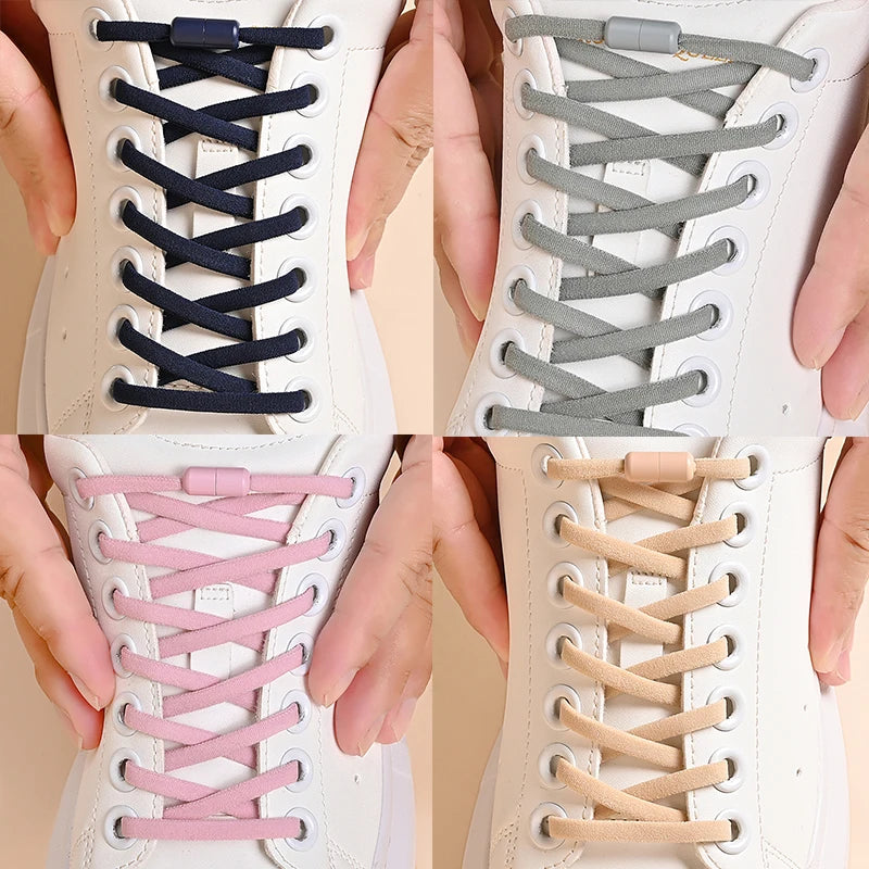 Elastic No Tie Shoelaces Semicircle Lazy Metal Lock Laces