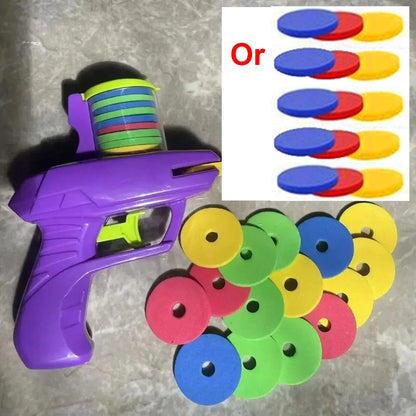 Foam Disc Launcher Gun Toy Flying Disc Shooting Set