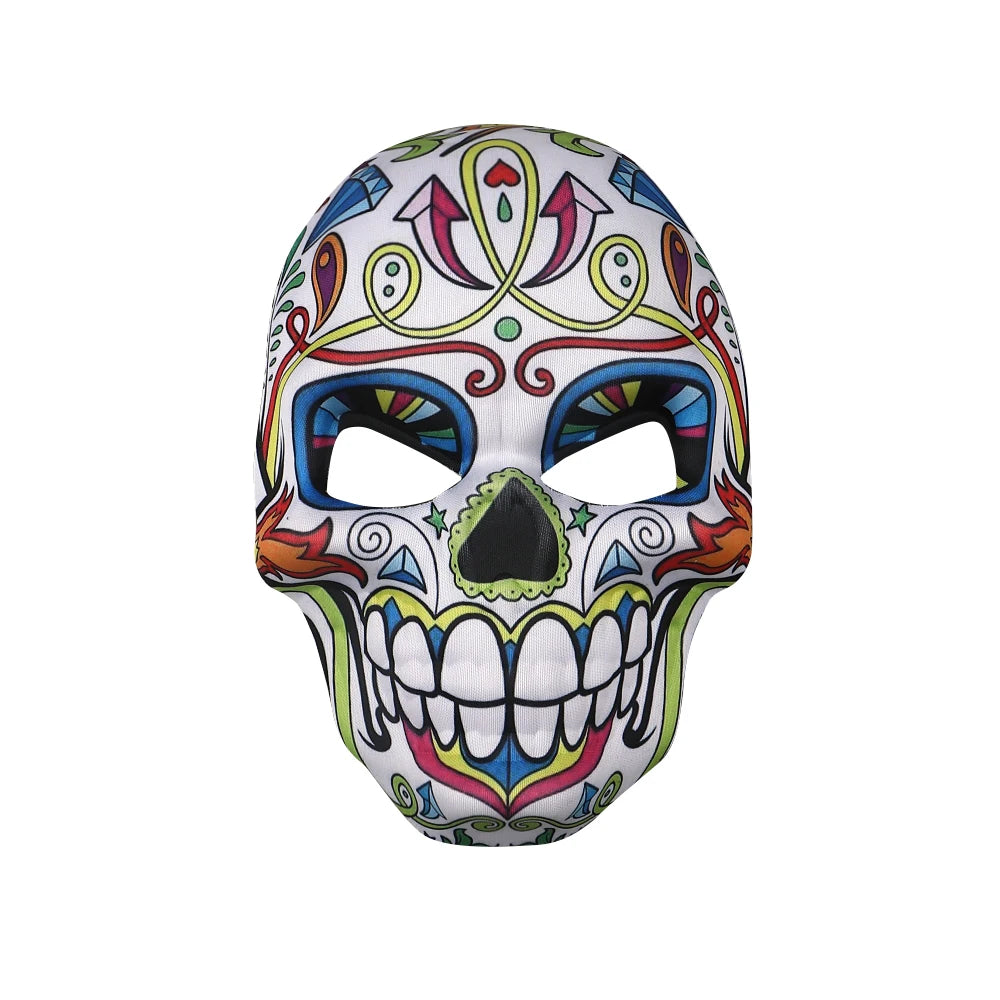 2023 Masks Mexican Day of The Dead Skull Mask Cosplay Halloween Skeletons Print Masks Dress Up Purim Party Costume Prop
