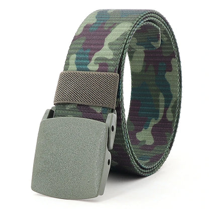 38mm Tactical Waist Belt Unisex Lightweight Weave Fabric with Plastic Buckle for Airport Security Men Women Camouflage Style