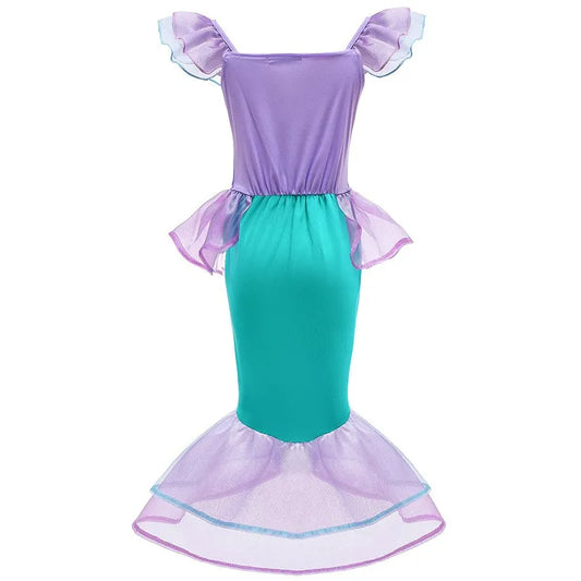 Purple Mermaid Princess Halloween Dress Girls Cosplay Outfit