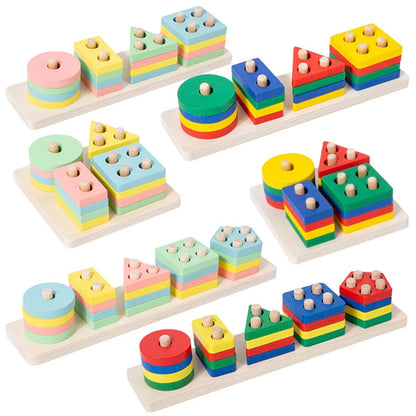 Shape Matching Toy - Montessori Wooden Toys for Children & Toddlers