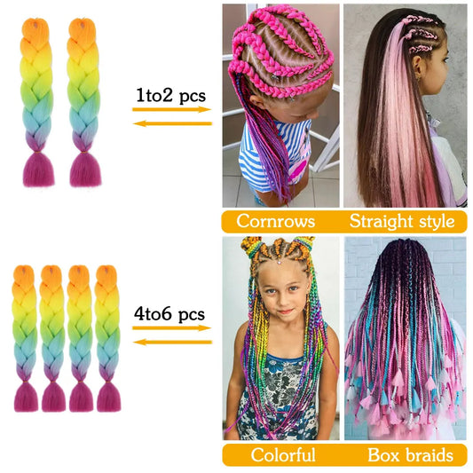 24 Inch Jumbo Braiding Hair Synthetic Afro Ombre Extensions