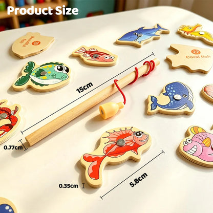 Wooden Magnetic Fishing Game Marine Cognition Toy