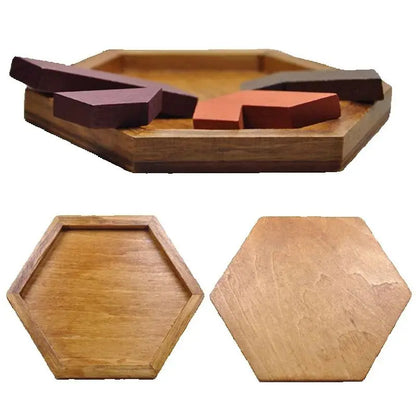 Wooden Geometric Shape Jigsaw Board Kids Brain Teaser Puzzle