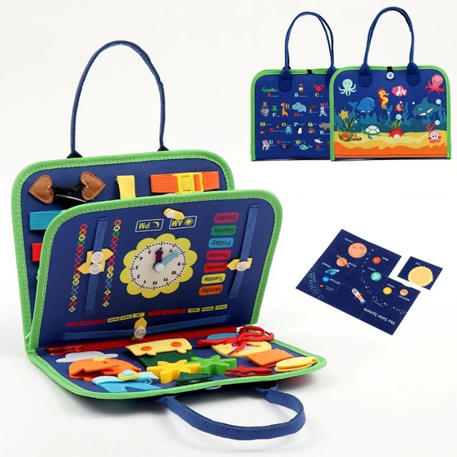 Montessori Busy Board Sensory Travel Activity Toy