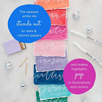 White Gel Pens For Art Opaque Highlight Markers Fine Medium Bold