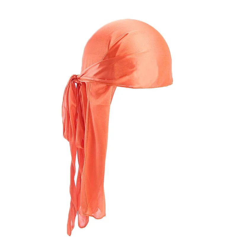 Unisex Silky Long Tail Durag Pirate Hat Turban Fashion Headwraps Cap Bandana Women Men Headwear Caps Hijab Hair Accessories  ﻿