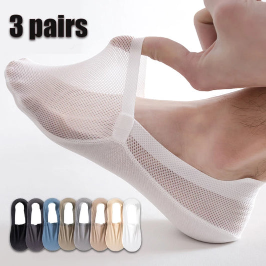 Silicone Non Slip Low Cut Socks Men Boat Thin
