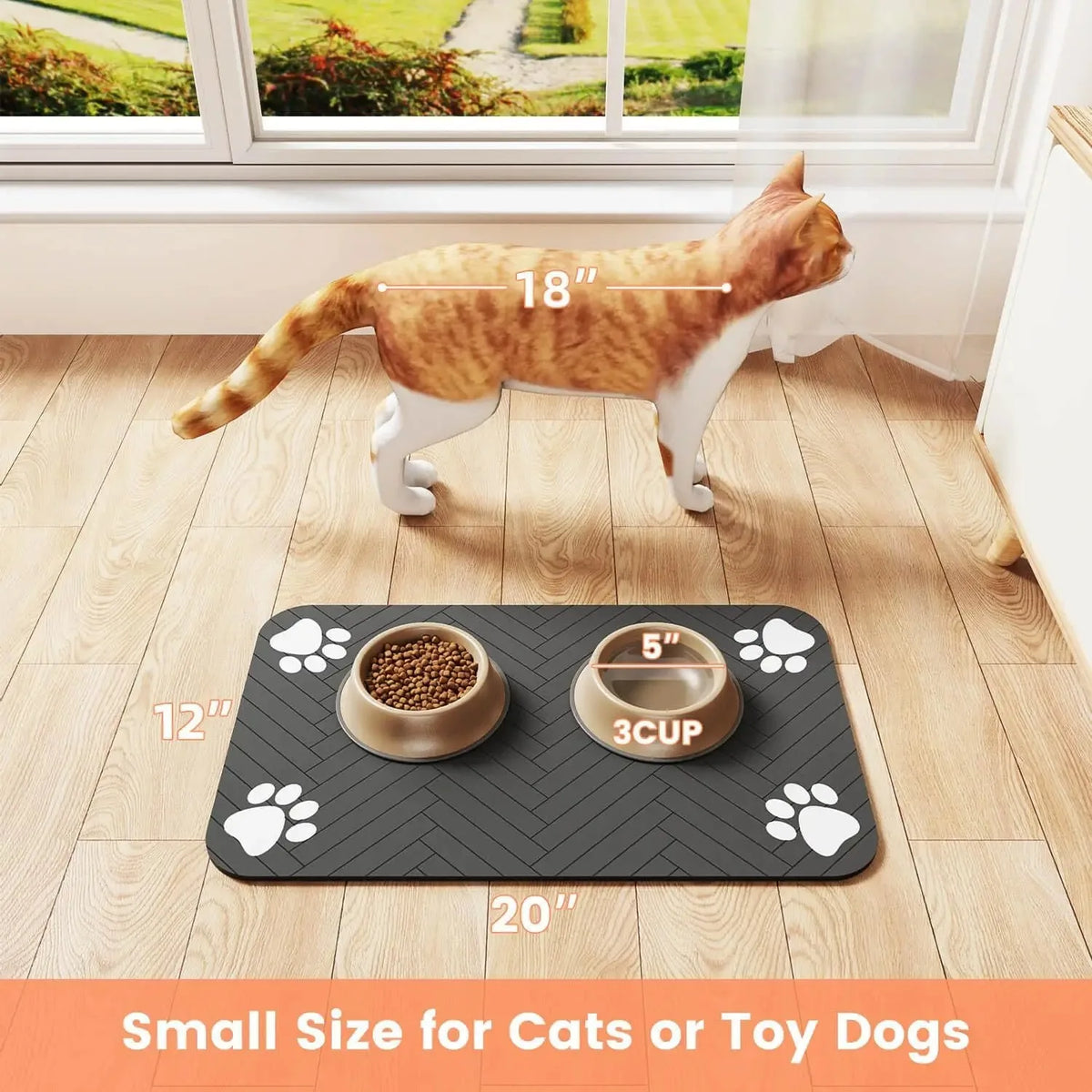 Pet Feeding Mat Absorbent Rubber Backing Quick Dry