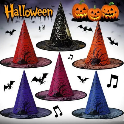 Witch Hat Halloween Decoration Supplies Witch Hat Children Adult Prom Party Dress Up Mesh Wizard Magics Hat for Party