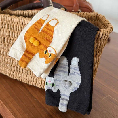 3D Cute Cat Print Floor Socks Women Mid Tube Sleep