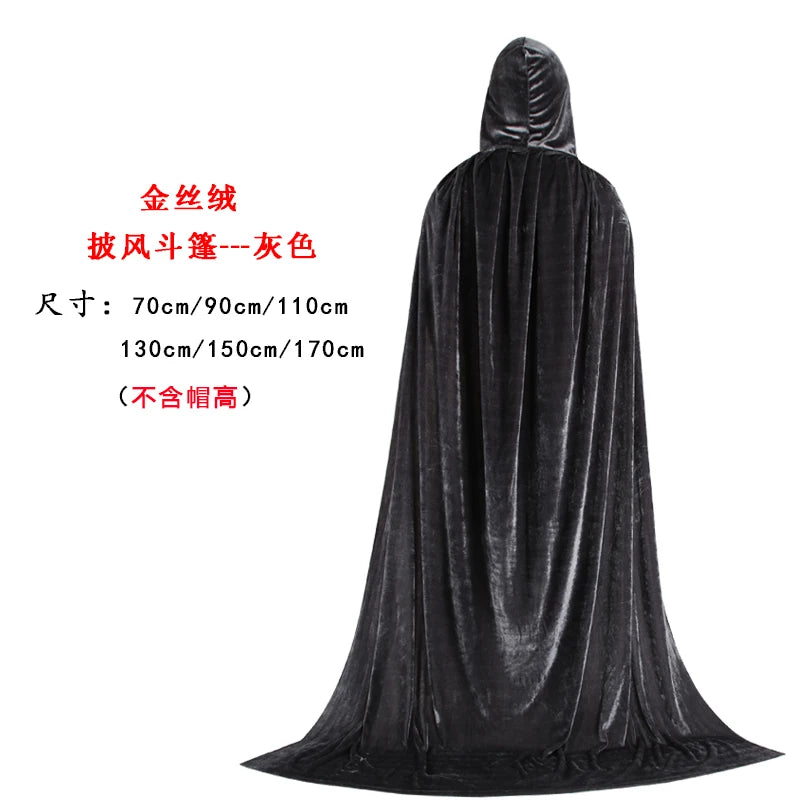 Hooded Joker Role Playing Medieval Long Horn Halloween Party Male and Female Adult Mage Witchcraft Robe Hidden Dress Easter Hall