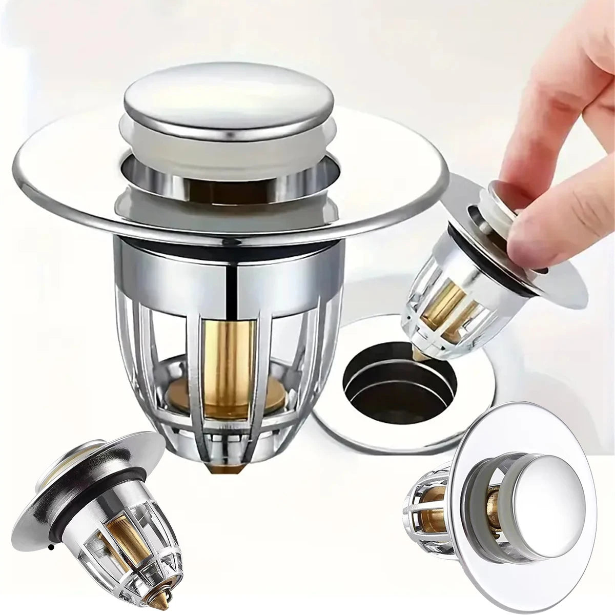 Universal Rebound Drain Plug Filter Basin Pop-up Stopper