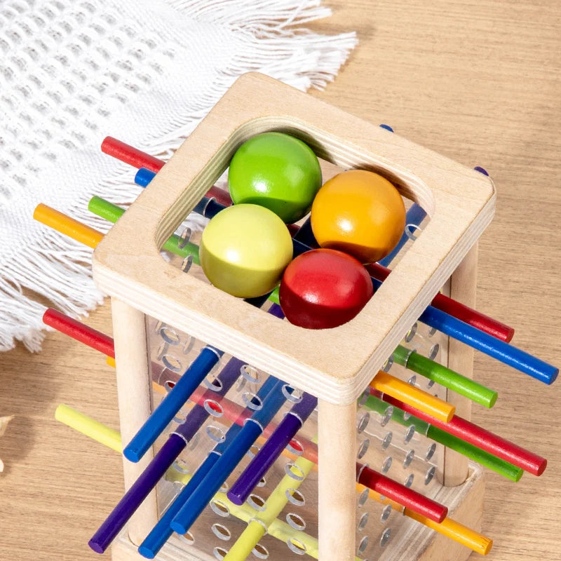 Wooden Stick Board Game 4 Sided Acrylic Cylinder Set