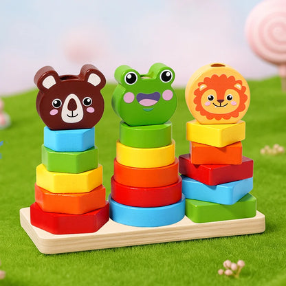 Wooden Sorting Stacking Toy Shape Color Sort Puzzle