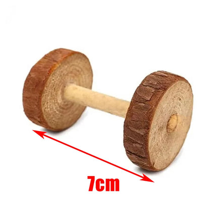 Natural Wooden Small Animal Chew Toys Rabbit Roller