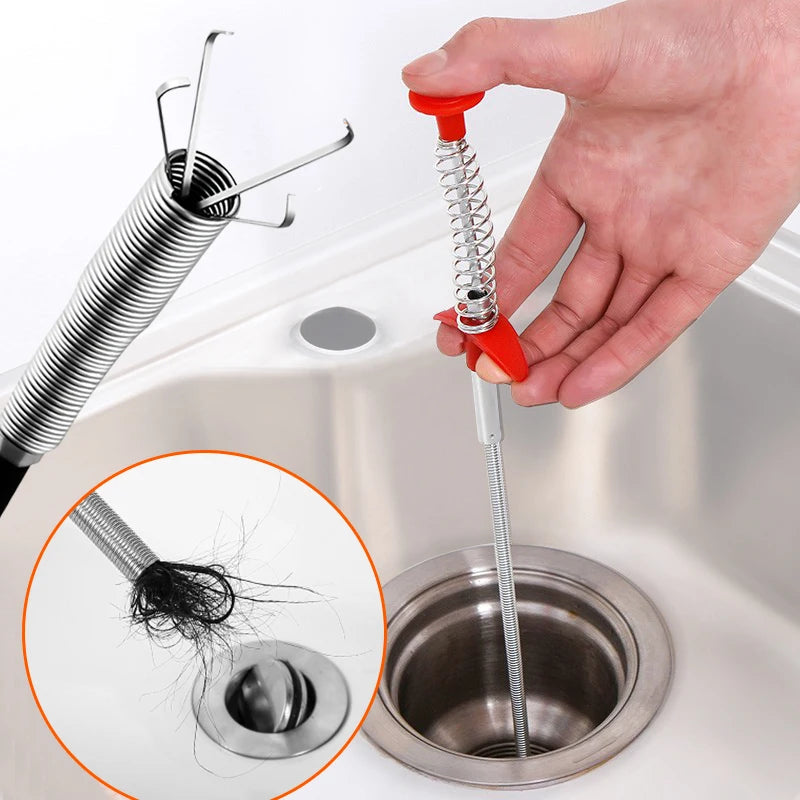 Spring Pipe Dredging Tool Kitchen Drain Snake Clog Remover