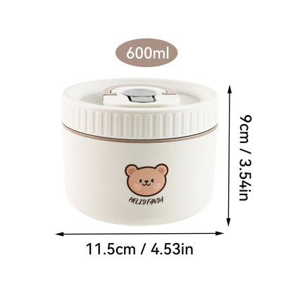 WORTHBUY Portable Cute Bear 304 Stainless Steel Insulated Bento Lunch Box Microwave Sealed Lunch Container For Kids  Students