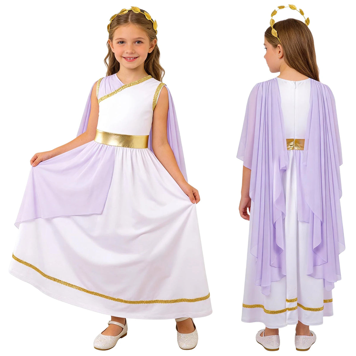 Girls Halloween Carnival Ancient Greek Roman Athena Goddesses Princess Queen Costume Greece Beauty Toga Worship Choir Dress Robe