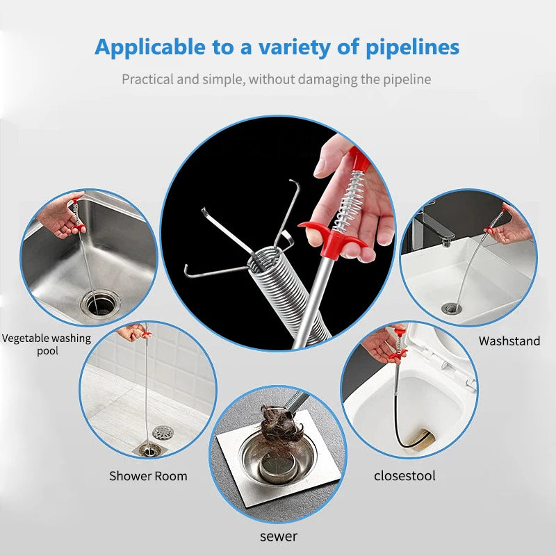 Spring Pipe Dredging Tool Kitchen Drain Snake Clog Remover