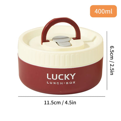 WORTHBUY 304 Stainless Steel Keep Warm Lunch Box For Student Kids Leak-proof Round Insulated Food Jar For Cold And Hot Food