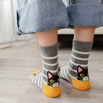 Women's Crew Socks with Cat Patterns Cute Unique Fun