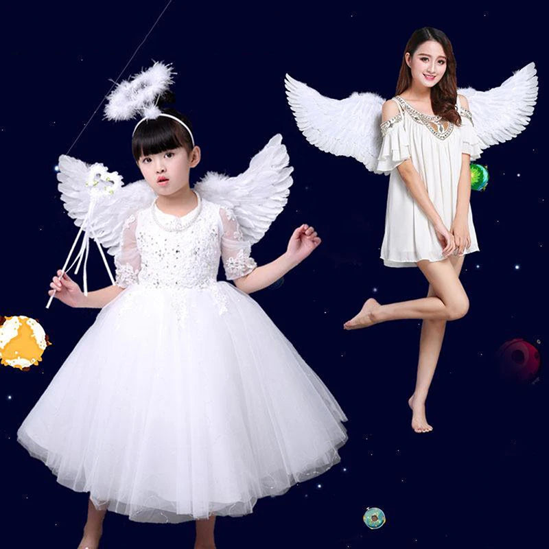 White Angel Feather Wings Cosplay Costume Accessory Set