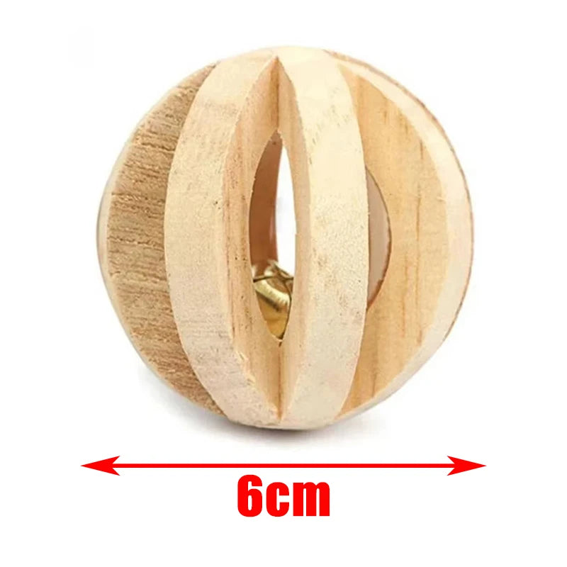 Natural Wooden Small Animal Chew Toys Rabbit Roller