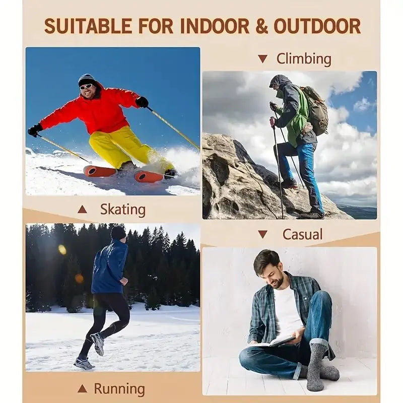Winter Warm Wool Socks Men Thick Towel Bottom 3 Pairs