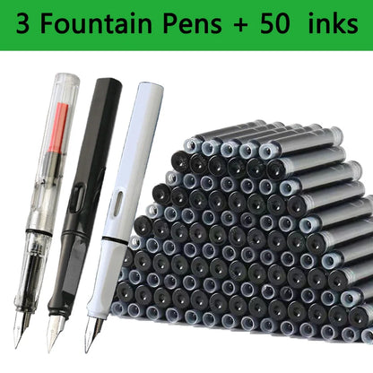 Fountain Pen Replaceable Ink Set Extra Fine Calligraphy Pens 53Pcs