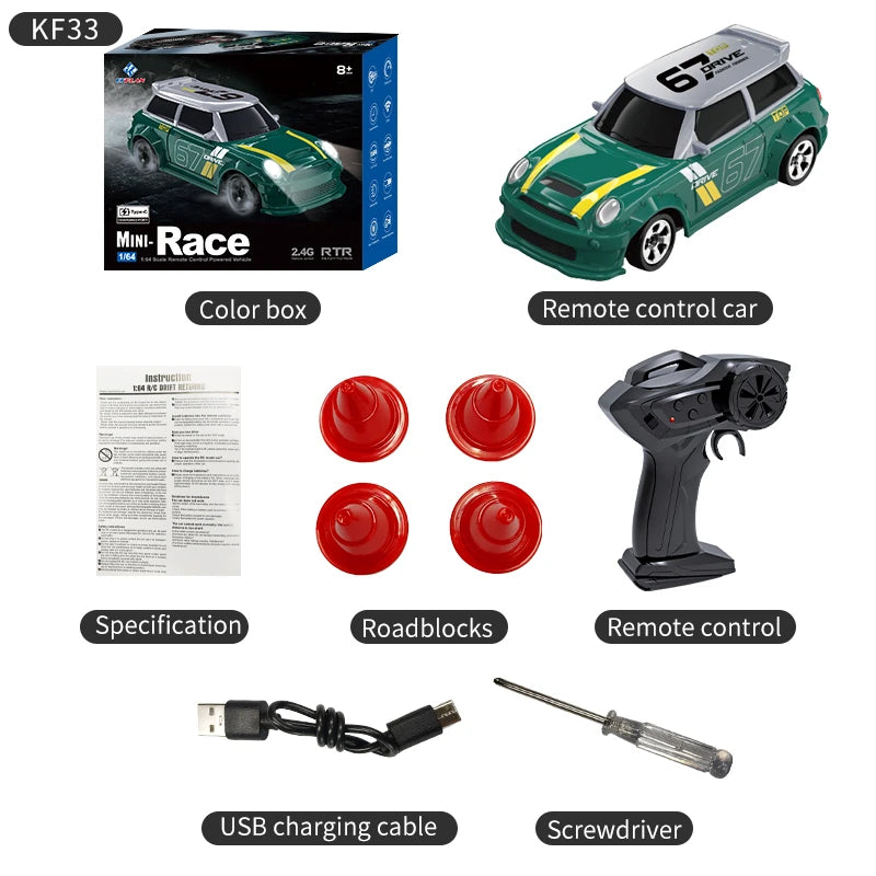 Mini Drift RC Car 1:64 Proportional Remote Control Racing