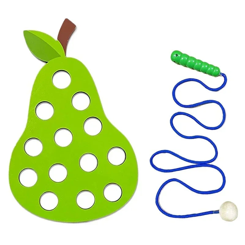 Wooden Lacing Toy Fruit Threading Activity Puzzle