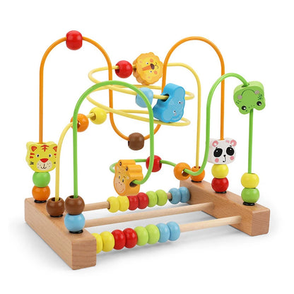 Wooden Bead Maze Roller Coaster Toddler Abacus Toy