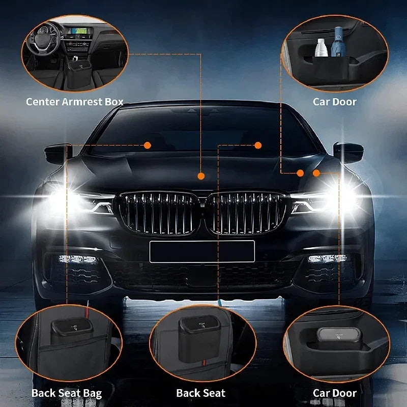 Leakproof Mini Car Trash Can Compact Vehicle Garbage Bin Set