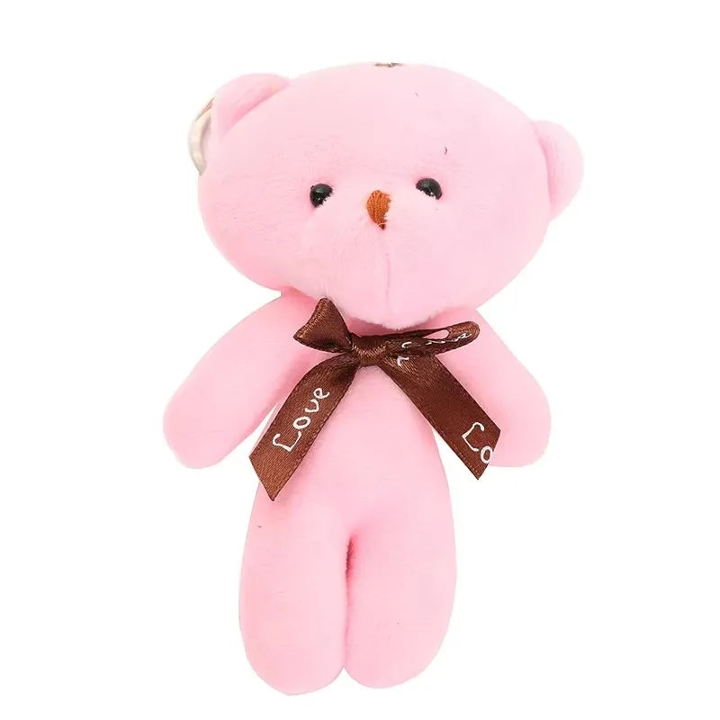 Mini Teddy Bear Plush Keychain Bow Tie Bear Pendant 10 Pack