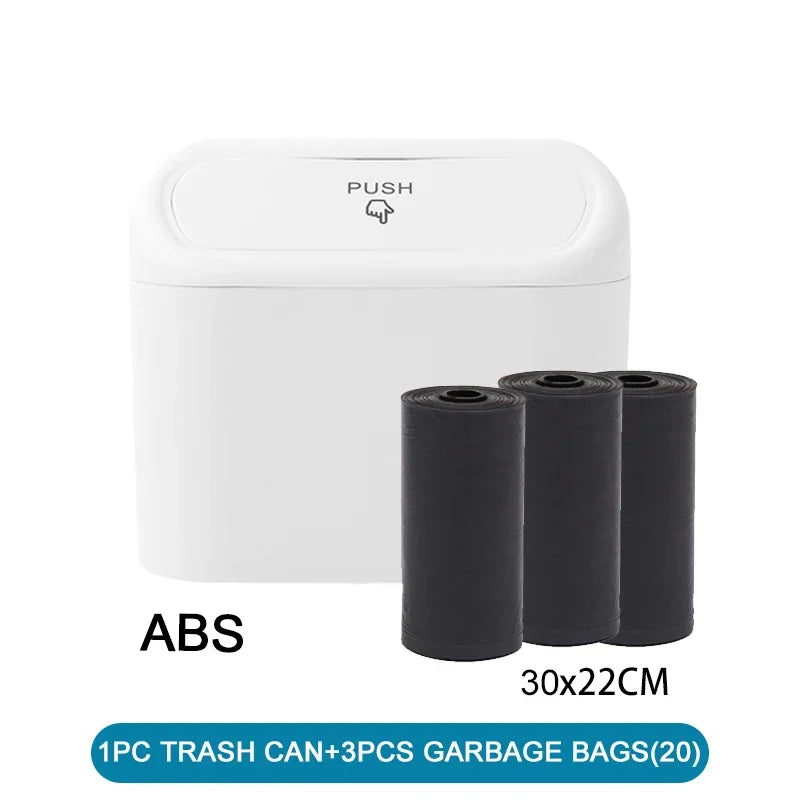 Leakproof Mini Car Trash Can Compact Vehicle Garbage Bin Set