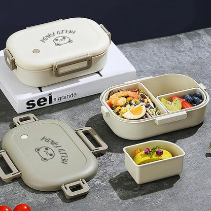 Removable 3 Compartment Plastic Bento Box Microwavable Food Container