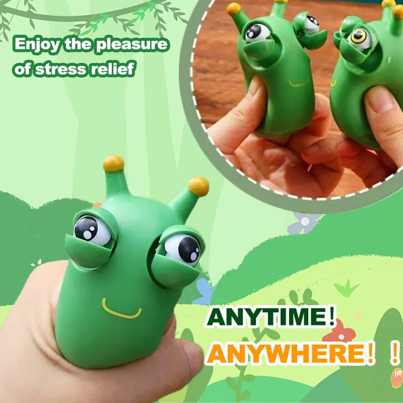 Novelty Green Worm Squeeze Toy Eye Pop Fidget Sensory