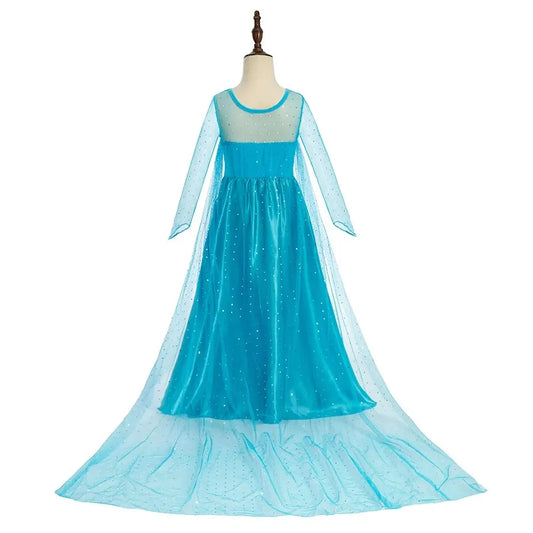 Snow Queen Halloween Princess Dress Long Cloak Costume