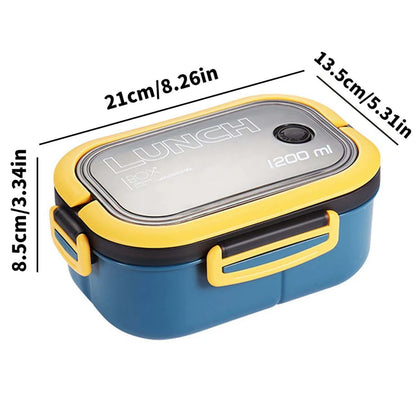 1200ML 2 Layer Bento Lunch Box Microwavable Portable Food Storage